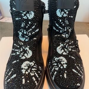 Giuseppe Zanotti Black and Silver Embellished Sneakers